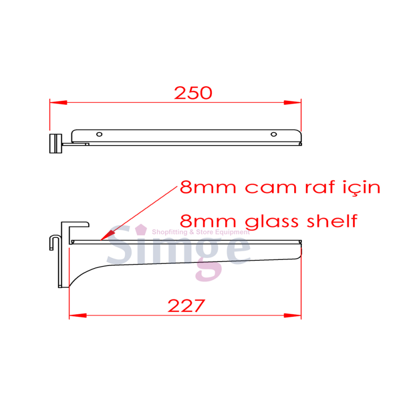 Tele Geçme Cam Raf Taşıyıcı