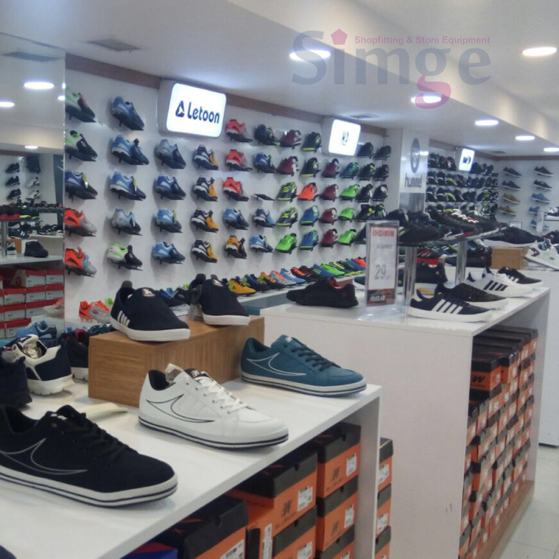 Duvara ve Suntaya Vidalanabilen Ayakkabı Mağazası Rafı