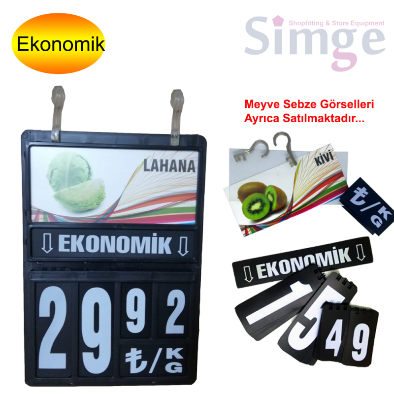 Resimli Manav Fiyat Etiketliği Kasetliği, Siyah