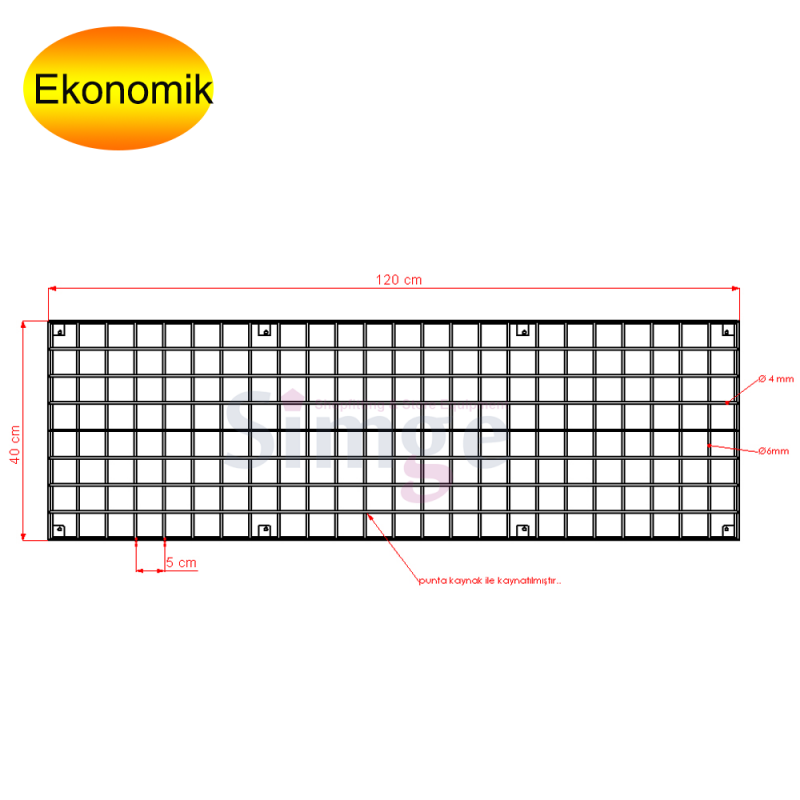 Mağaza Grid Izgara Panel, 40cm x 120cm