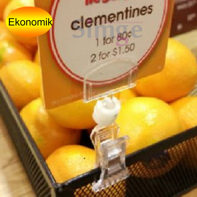 Mini Mandallı Şeffaf Plastik Etiket Tutucu