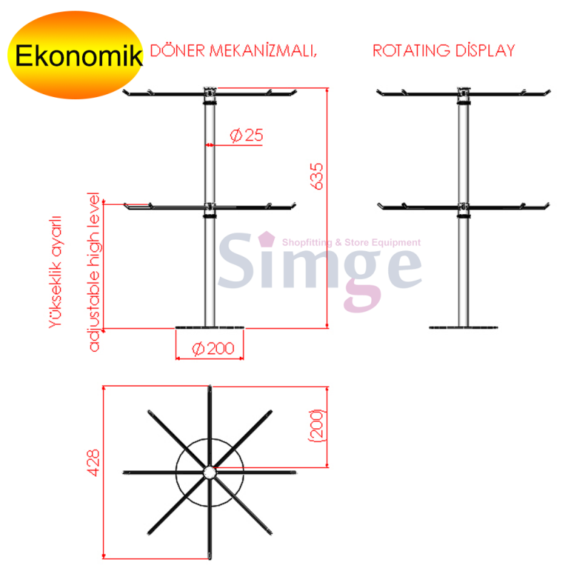 Çift Katlı, Dönerli, Masa Üstü Aksesuar Standı 