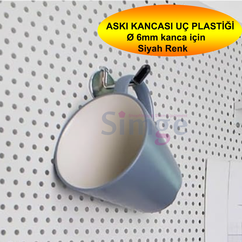 Askı Teli Ucu Plastik Koruyucu, Çap 6mm , Siyah