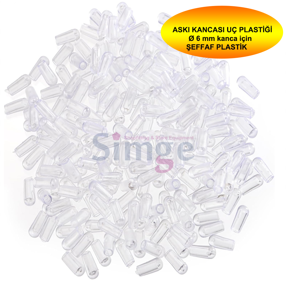 Askı Teli Ucu Plastik Koruyucu, Çap 6mm , Şeffaf