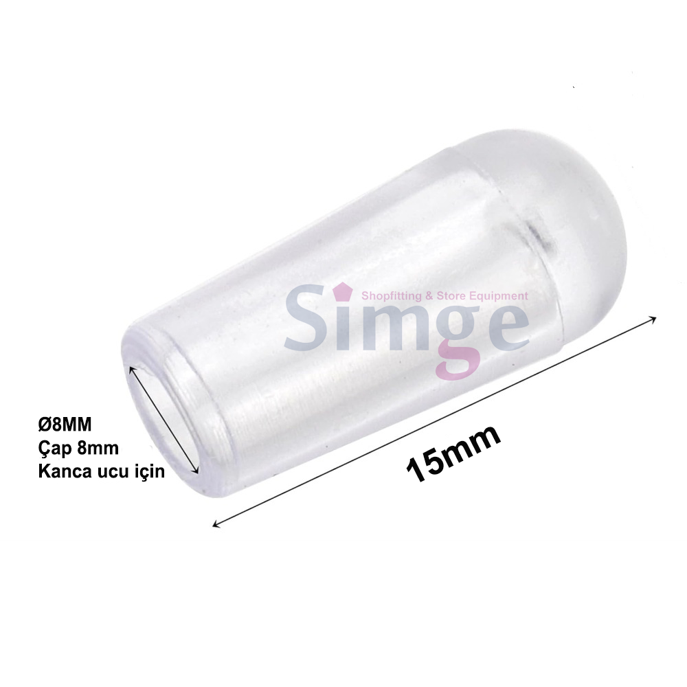 Askı Teli Ucu Plastik Koruyucu, Çap 8mm , Şeffaf