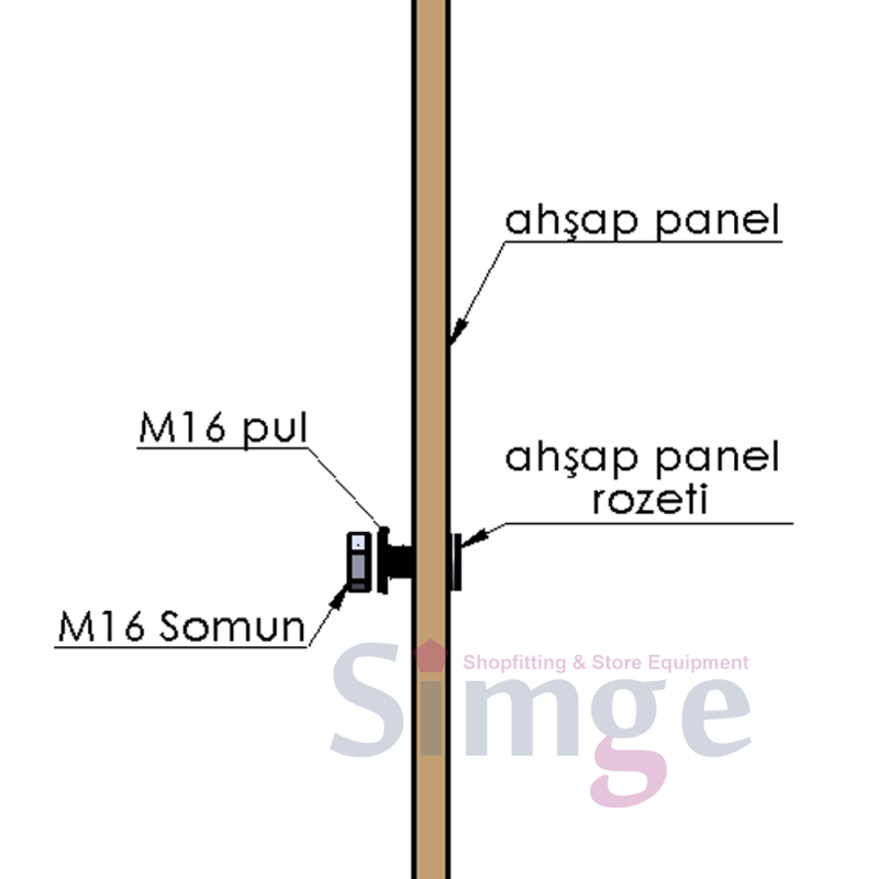Ahşap Panel İçin Metal Mono Rozet Askı Burcu