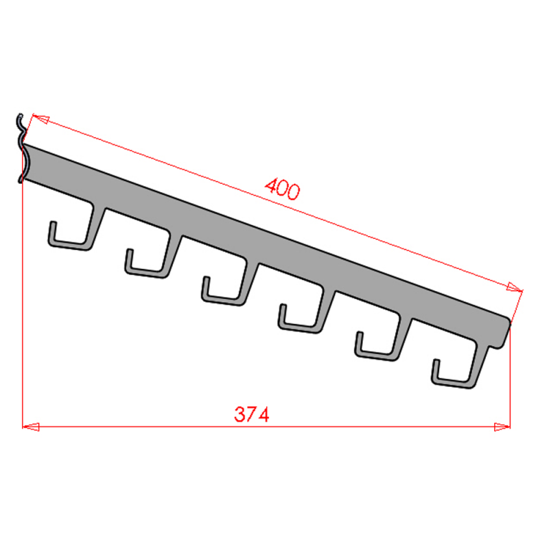 Dalgalı Alüminyum Raf T Eğimli Kancalı Raket Tutucu
