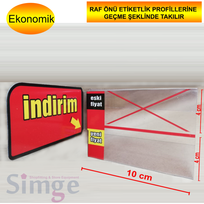 Pvc İndirim raf Önüne Gelen Etiketliğe Takılan İkaz Kulakçık