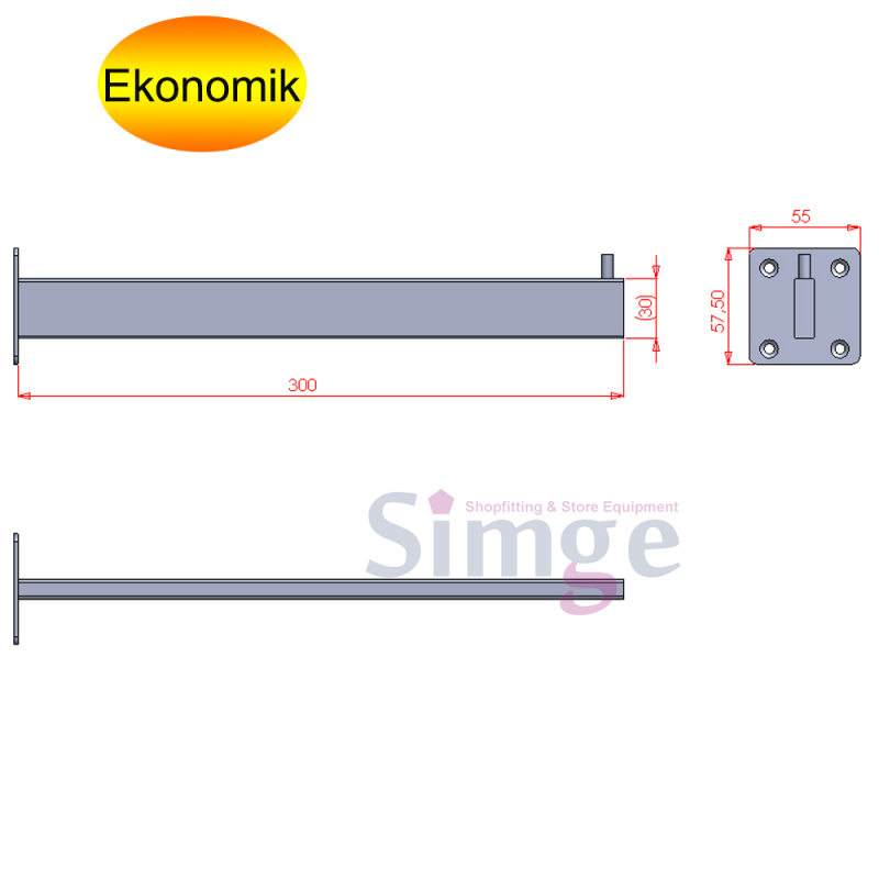 Duvara Düz Tek Pimli Düz Baston Askılık