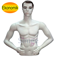 Plastik Erkek Kafalı Yarım Kollu Büst Vitrin Mankenleri